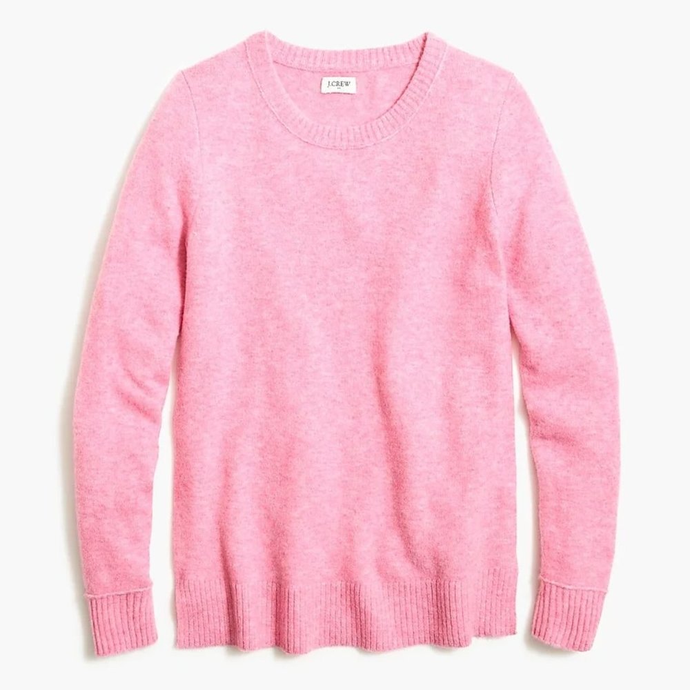 JCrew Pink Crewneck Sweater In Extra-soft Yarn
